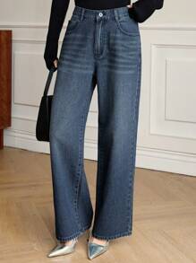 DAZY Women's Simple Buttoned Pocket Casual Denim Jeans, For Everyday Wear