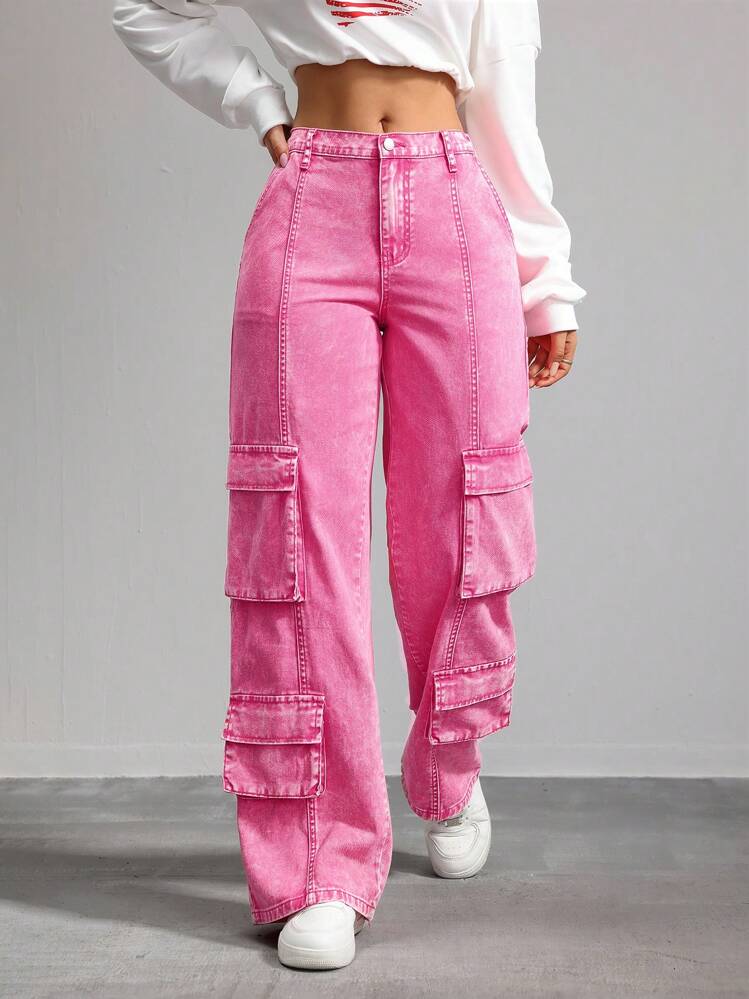 SHEIN Tall 女性用デニムカジュアルワークウェア ストレートレッグ