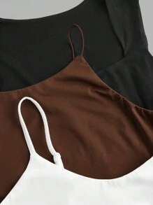 SHEIN EZwear 3 件套女士针织休闲无袖背心套装 - 彩色 - 查看 7
