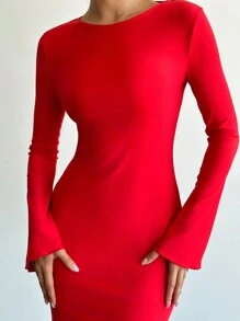 Firerie Women Elegant Solid Color Mermaid Long Dress, Autumn