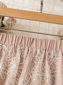 SHEIN Clasi Plus Size Elegant 3D Embroidery Sequins Lace A-Line Skirt