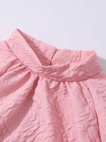 SHEIN Tween Girls Elegant Solid Color Long Sleeve Embossed Dress With Hat And Bag Set, Autumn/Winter - Pink - View 5