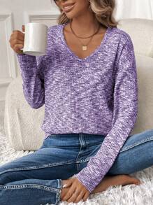 SHEIN LUNE Women Casual Tie-Dye Loose Drop Shoulder T-Shirt, Autumn