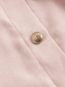 SHEIN MOD 杏色高腰金属扣半身裙，配腰带 - 粉色 - 查看 3