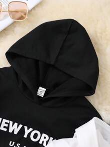 Tween Girls Letter Print Long Sleeve Casual Hoodie Sweatshirt Multi-Piece Set