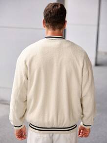 Manfinity CasualCool Chaqueta de béisbol informal de una hilera con mangas largas y rayas para hombre, para otoño/invierno