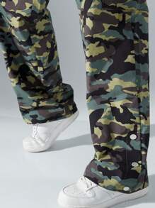 Manfinity Homme Men's Lace Up Front Multiple Pockets Camo Casual Pants, Everyday Wear, Going Out Camo Long Baggy Pants, For Husband, Boyfriend Gifts - Multicolor - View 6