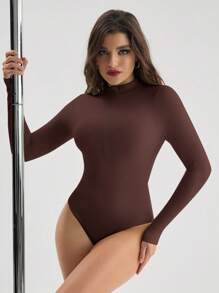 SHEIN Sports 3 件套女士纯色拉链半襟长袖休闲无缝运动连体裤