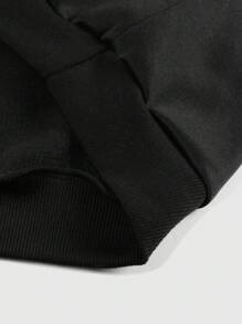 ROMWE MEN Street Life Men's Loose Cropped Sweatsuit Set, Streetwear - Black - View 3