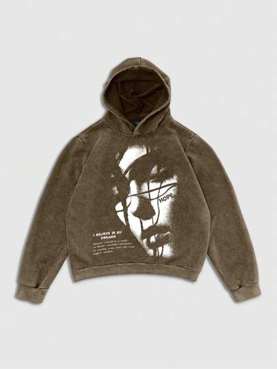 ROMWE MEN Street Life 男士复古水洗做旧酸洗连帽衫