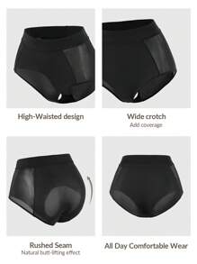 SHAPORA Quần lót định hình eo giữa Shapewear Brief Bottom Body Shaper Butt Lifter-Quần lót kiểm soát eo bụng - màu đen - Xem 6