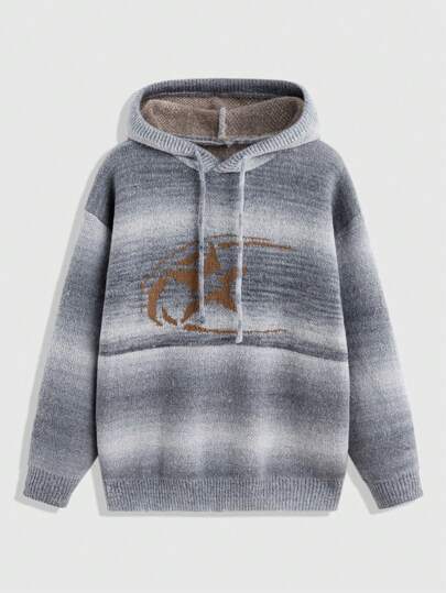 Street Life pull à manches longues avec capuche doublée, imprimé graphique contrasté pour hommes