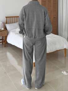 DAZY Men's Grey Thermal Lined Sweatsuit Set, Autumn - Grey - View 2