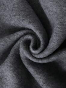 Manfinity Homme 宽松版型男式连帽运动衫，带标语印花和保暖衬里 - 深灰色 - 查看 4