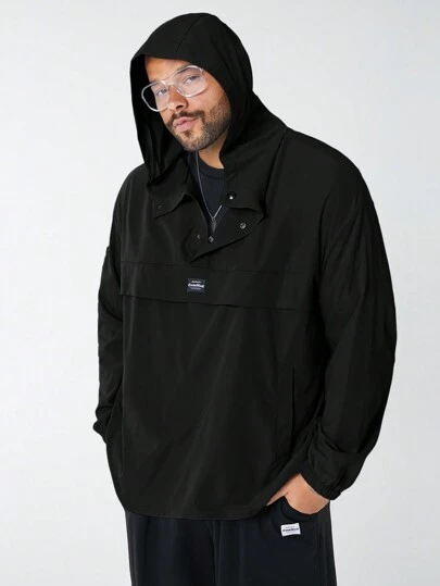 EASEVO Chaqueta holgada con capucha, media cremallera y mangas largas para hombre de talla grande, estilo casual tejido, adecuada para uso diario en primavera y otoño, estilo grunge