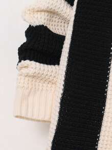 Tween Boy Casual Korean Style Loose Contrast Stripes Button Front Cardigan, Suitable For Autumn, Winter And Spring, Fit For Outdoor Play, School, Street, Party And Casual Wear - Multicolor - View 6