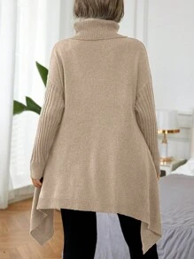 Calvaya Plus Size High Neck Long Sleeve Simple Sweater Pullover, Casual Daily Wear, For Winter Knit Pullover Fall Outfit