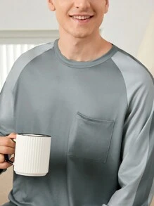 Bộ đồ ngủ 2 mảnh màu xám cho nam - Xám - Xem 6