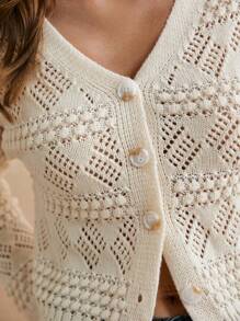 Poéselle 白色毛衣，白色，轻松时尚必备，圣诞毛衣，简约，V领毛衣，可爱毛衣 - 白色 - 查看 6