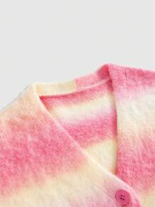 ROMWE MEN Street Life Gradient Fluffy Knitted Cardigan Sweater For Men, For Fall Winter - Multicolor - View 4