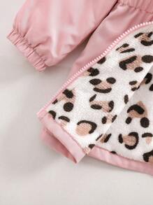 SHEIN Baby Girls Cute & Versatile Thermal Lined Hooded Jacket For Autumn/Winter - Pink - View 5