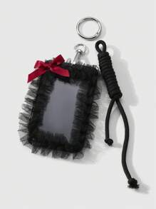 ROMWE Kawaii 1 chiếc viền ren đen phong cách Goth, dây đeo có thể điều chỉnh bằng nơ ruy băng đỏ, phụ kiện thời trang cá nhân, phù hợp cho nhân viên văn phòng, sinh viên, trang phục hàng ngày, quà tặng ngày lễ - màu đen - Xem 3