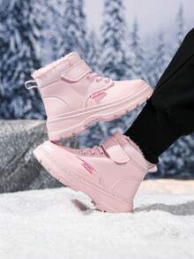 Giày bốt đi tuyết thời trang cho bé gái tuổi teen, đế chống trượt, lớp lót nhung mềm mại, ấm áp khi trời tuyết, có khóa kéo bên hông, thích hợp cho trường học và học sinh, vật dụng thiết yếu cho mùa đông - Hồng - Xem 7