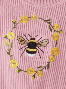 ROMWE Fairycore 大码花卉刺绣装饰休闲长袖高领毛衣，适合冬季