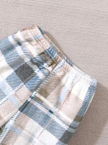 SHEIN Playful Pals Young Boy Cute Bear Graphic Long Sleeve Long Pants Plush Pajama Set, Comfortable And Warm, Grey - Grey - View 5