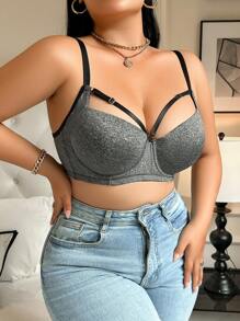 1 Stück Damen Große Größen Mode-Unterbüstenträgerbh mit Durchbruchmuster