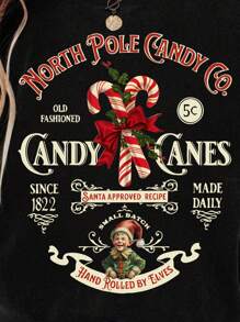 Flirla 大码女式休闲标语印花圆领短袖T恤图案T恤女式上衣 - 黑色 - 查看 3