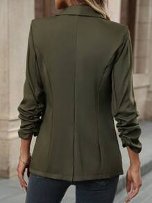 EMERY ROSE 1 件女式纯色斗篷领长袖休闲商务西装外套，秋季