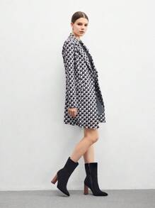 CUCCOO BIZCHIC Printed Wood Grain Thick Heel Pointed Toe Ankle Boots For Christmas And New Year Holiday - Black - View 10