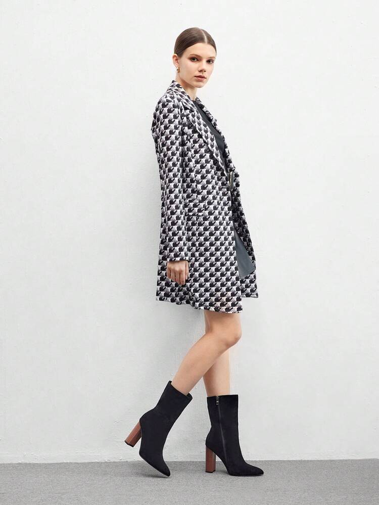 CUCCOO BIZCHIC Printed Wood Grain Thick Heel Pointed Toe Ankle Boots For Christmas And New Year Holiday