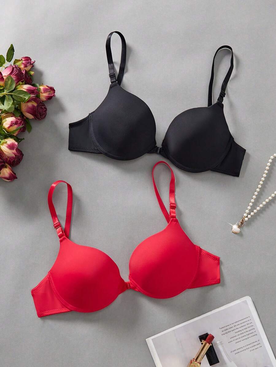 Women's Casual Backless Slight Stretch Fabric Bras Multicolor Plain Everyday Comfort Underwear Lingerie - Multicolor - View 1