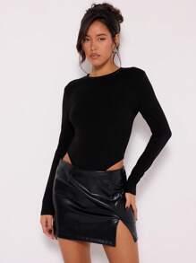 MUSERA Long Sleeve Fitted Bodysuit Casual Spring Summer Vacation - Black - View 1