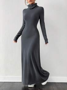 SHEIN EZwear Women's  Fleece Collar Is Extra Long And Warm - Grey - View 4