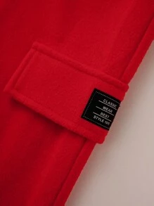 Manfinity Homme 2pcs Men Casual Solid Color Workwear Shirt And Pants Set, Autumn, For Christmas - Orange - View 3