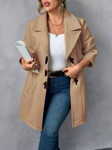 Calvaya Abrigo vintage con botones, ajustado en la cintura, de talla grande