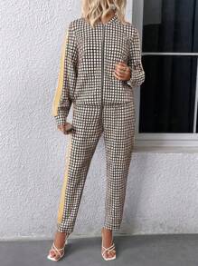 SHEIN LUNE 2pcs Women Simple Solid Color Zip-Up Front Long Sleeve Top And Pants Casual Suit Set Fall Cloth For Women - Multicolor - View 1