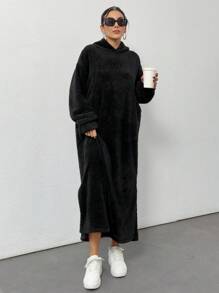 RueChic Double-Sided Velvet Comfortable And Soft Plaid Fabric Two-Piece Set - Black - View 5