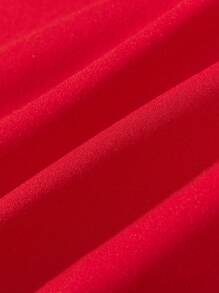 圣诞节男士休闲驯鹿、圣诞灯、雪花图案、家庭口号字母印花保暖内衬圆领运动衫，适合圣诞节家庭聚会、秋冬季 - 紅色 - 查看 4