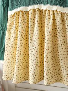 年轻女孩秋冬季碎花圆领插肩长袖可爱毛衣连衣裙 - 綠色 - 查看 3