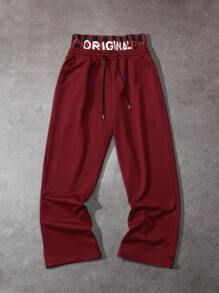 PAVTROS Quần dài thể thao ống rộng in chữ cho nam có dây rút eo - Nhiều màu - Xem 1