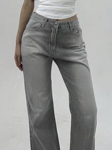 DAZY Women's Washed Distressed Low Waist Flared Jeans