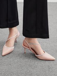 CUCCOO BIZCHIC Women High Heel Dress Shoes, Elegant Pointed Toe Stilettos, Apricot Color Spring Shoes Spring Break Easter - Beige - View 5