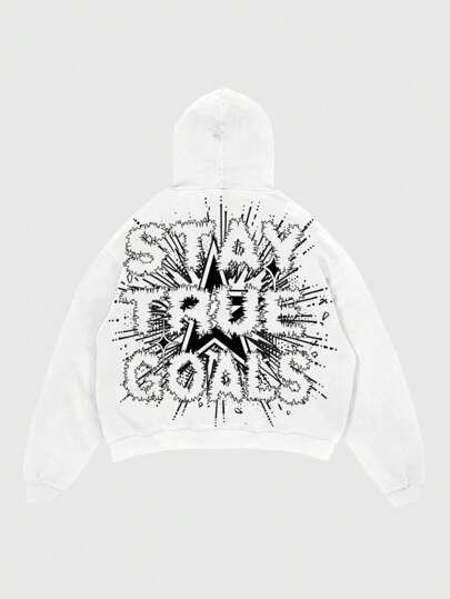 Street Life Sudadera con capucha de corte holgado de doble capa con estampado de figura de hip hop para hombre, otoño/invierno