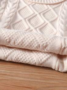 Baby Boys Turtleneck Basic Knitted Sweater, Fashionable & Minimalist Winter Warm Top - Apricot - View 6