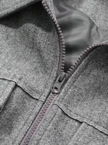 DAZY 1pc Women's Solid Color Loose Long Sleeve Zipper Collar Jacket,Fall Women Clothes Women Coats - Grey - View 10