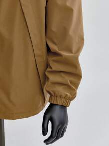 Manfinity VCAY Men's Woven Stylish Casual Young Colorblock Long Sleeve Jacket, For Fall Winter - Khaki - View 5